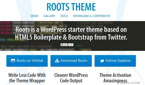 使用HTML5 Boilerplateh和bootstrap开发的免费wordpress基础主题 - Roots 
